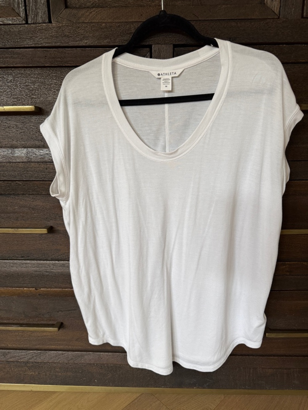 Athleta Women's Cloudlight Strauss White Scoop Neck Cap Sleeve Top